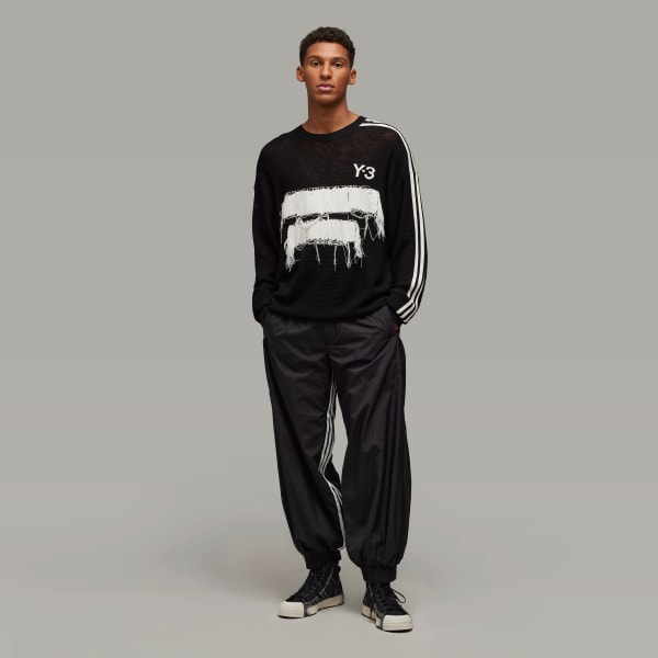Black Y-3 Graphic Knit Crew Sweater