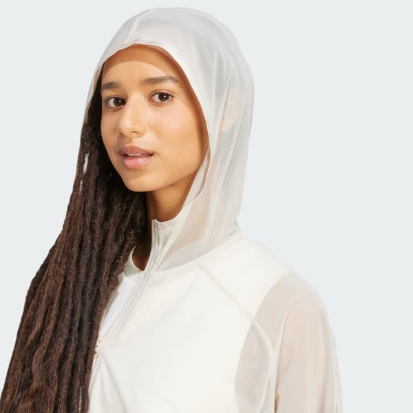 adidas Soft Lux Mesh Full-Zip Hoodie - Beige | Free Shipping