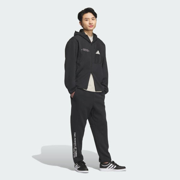 ブラック アディダスアダプテーション レギュラーフィット アンクル丈 オープンヘムパンツ