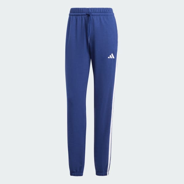 Blauw Essentials 3-Stripes French Terry Cuffed Broek