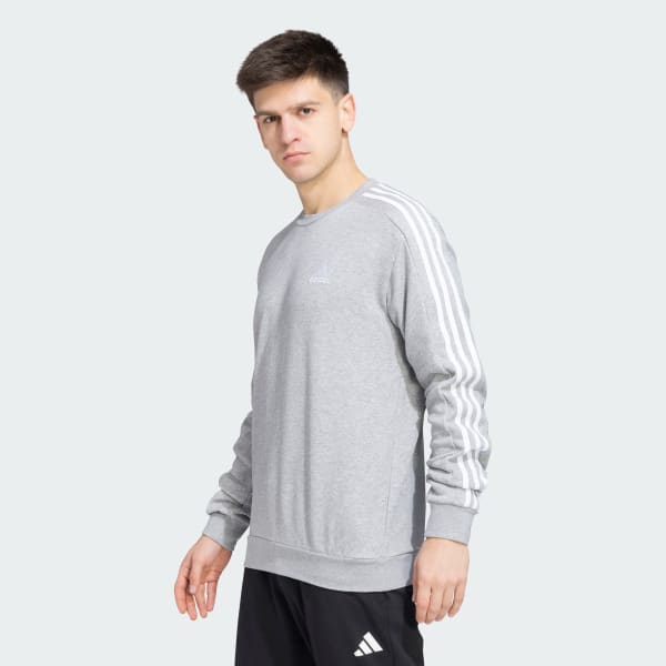 Grey 3 Stripes Full Sleeves Training Sweatshirt