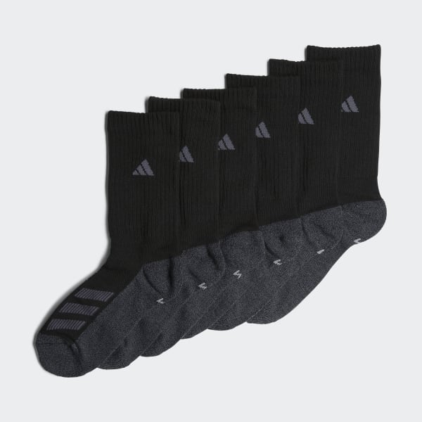 adidas Cushioned Angle Stripe Crew Socks 6 Pairs - Black