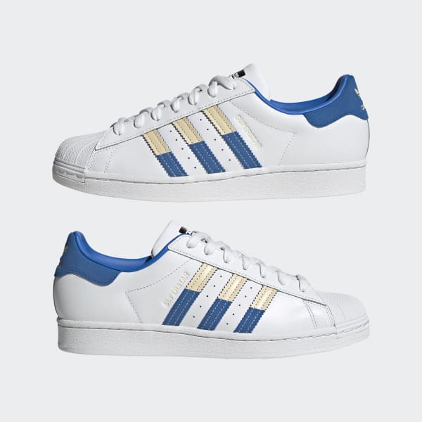 Red white and blue top adidas superstars