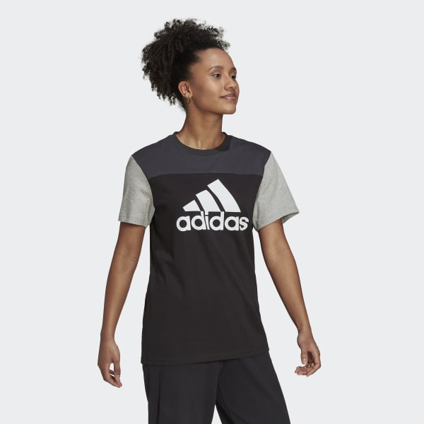 Siyah Essentials Colorblock Logo Tişört TU382