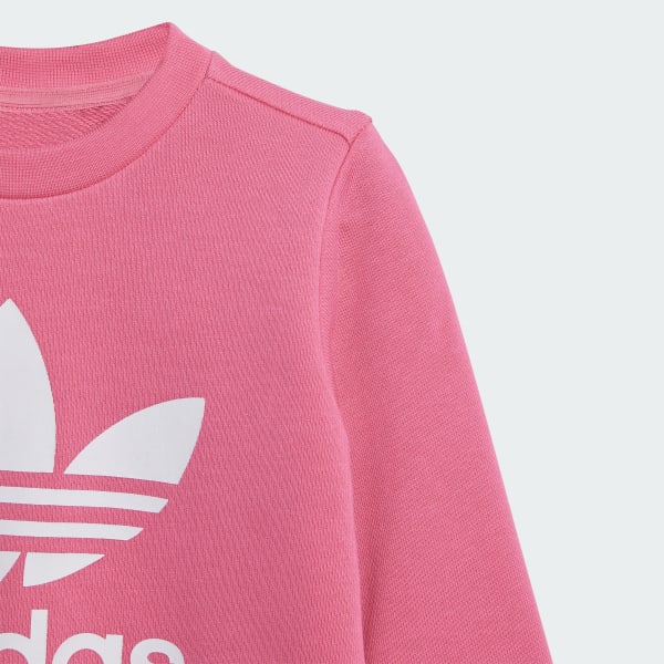 Adidas originals pink cropped cute crew sweatshirt hot sale