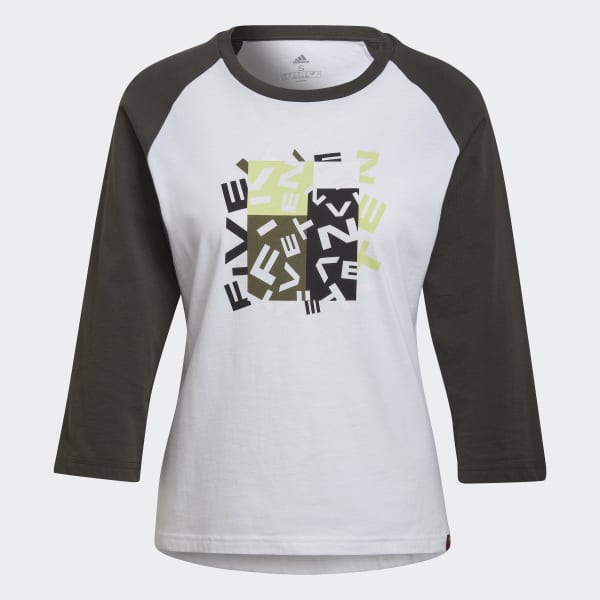 White Five Ten Graphic 3/4 Sleeve Long-Sleeve Top