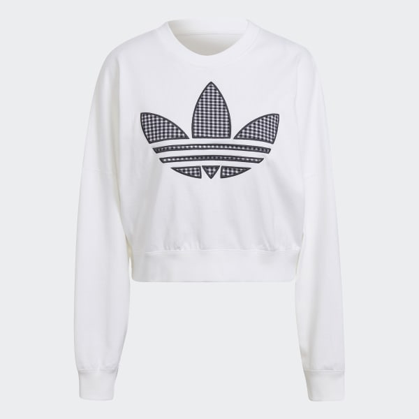 Wit Loose Sweatshirt met Trefoil Applicatie SW871