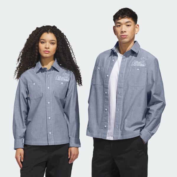 Gronn SKATEBOARDING x MARK GONZALES LONG SLEEVE BUTTON UP SKJORTE