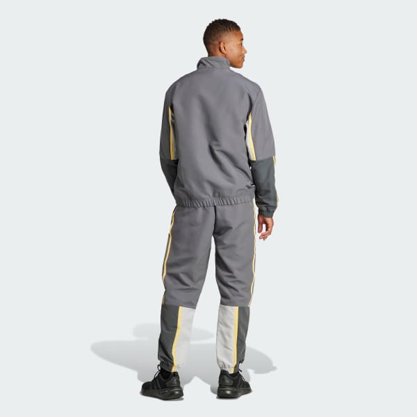 Grau Sportswear Colorblock 3-Streifen Trainingsanzug