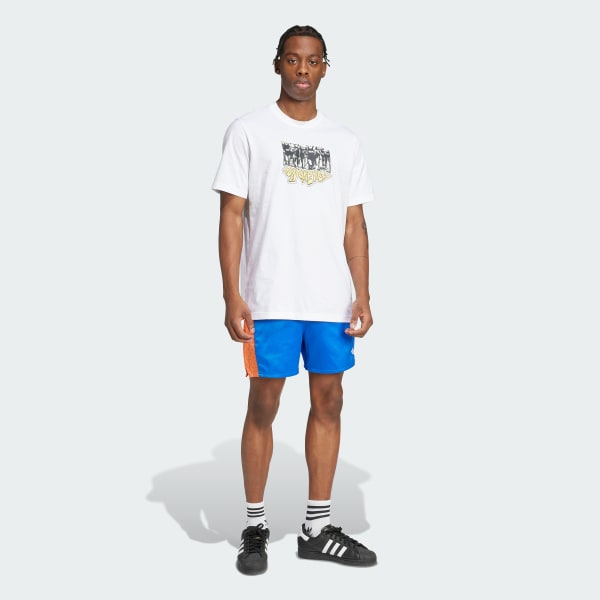 สีน้ำเงิน กางเกงขาสั้นลายโมโนแกรม Q2