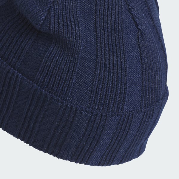 Blue Ribbed Knit Beanie