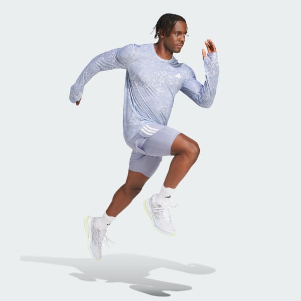 Roxo Shorts 2 em 1 Own the Run Três Listras