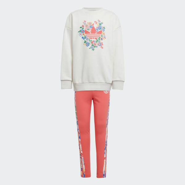 Blanco Conjunto adidas Originals x Liberty London Crew Leggings Niños