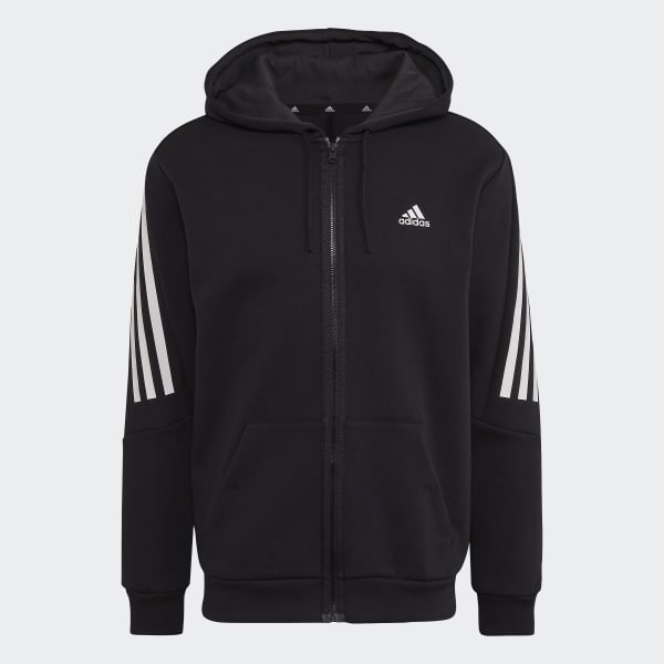 Đen Áo Hoodie Khóa Kéo 3 Sọc Future Icons