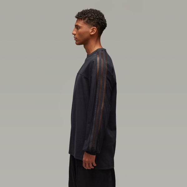 cerná Tričko Y-3 Mesh Stripes Long Sleeve