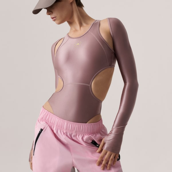 Adidas Stella McCartney Yoga Warp Bodysuit Gymastik Anzug Einteiler beere  pink