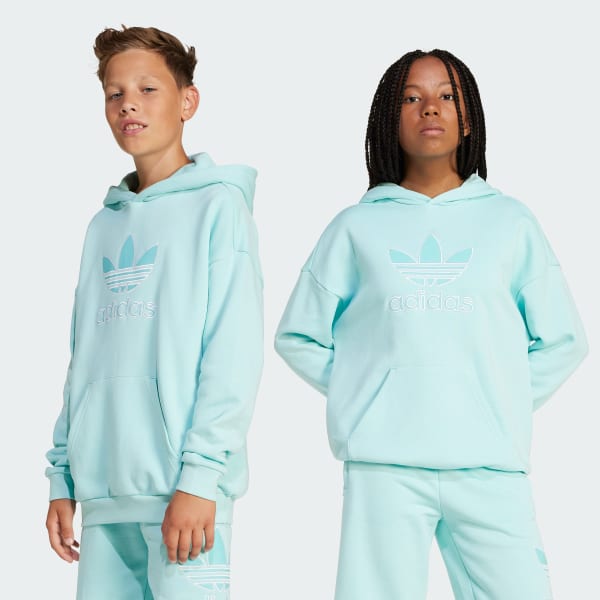 Turquesa Polera con Capucha Oversized Logo Grande Niños