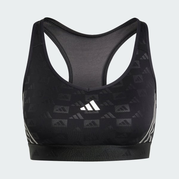 Black Powerreact Training Medium Support Hyperglam Emboss Bra