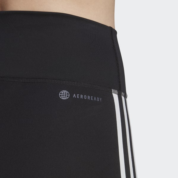 Svart Training Essentials 3-Stripes High-Waisted Short Tights