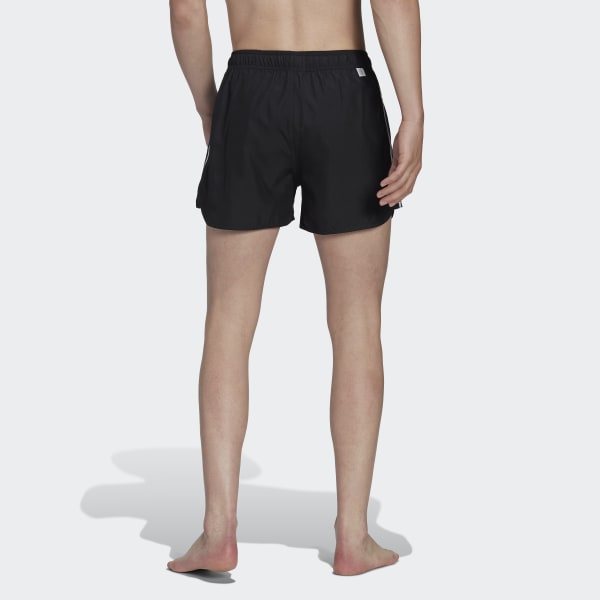 Black Very Short Length Retro Split Swim Shorts
