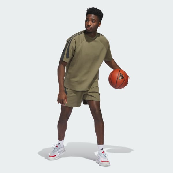 Zielony Bluza z krótkim rękawem adidas Basketball (neutralna płciowo)