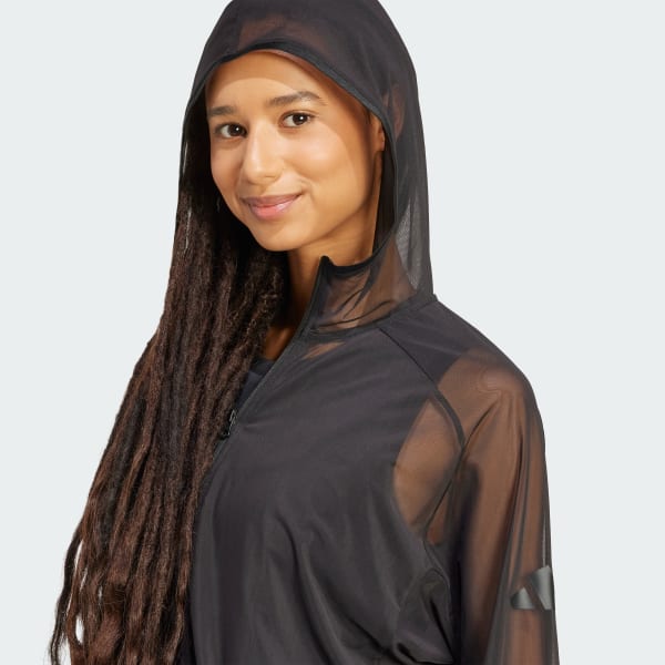 ルーズフィット【ADIDAS】Soft Luxe Mesh Full Length ZipHoodie adidas Soft Lux Mesh Full-Zip Hoodie - Black | Free Shipping