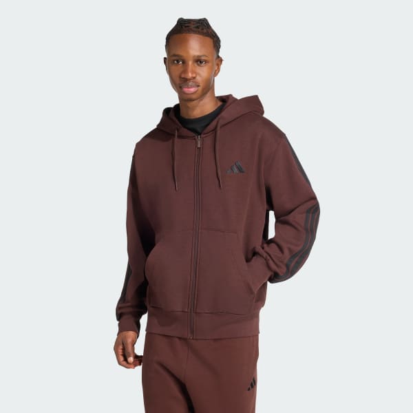 adidas Essentials 3-Stripes Fleece Hoodie - Black | Free Shipping
