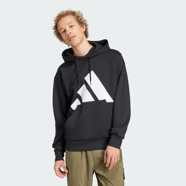 Black Essentials Big Logo Fleece Hoodie