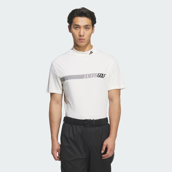 สีขาว เสื้อโปโลแขนสั้นคอสูง