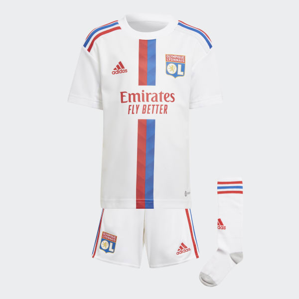 White Olympique Lyonnais 22/23 Home Mini Kit