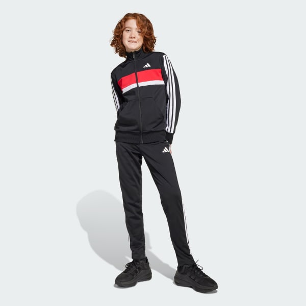 ブラック シーズナル エッセンシャルズ Tiberio スリーストライプス トリコット トラックスーツ キッズ