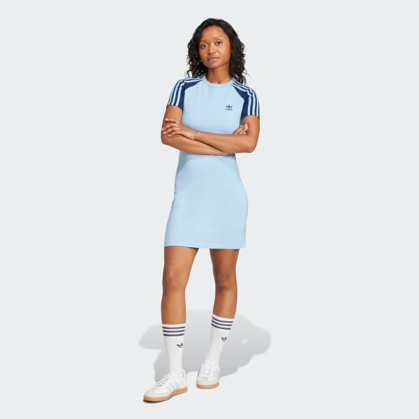 Adidas Originals Adicolor 3 Stripes Raglan Short Sleeve Women s Blue Dress Size Large