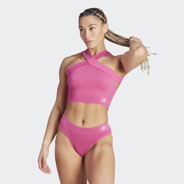 Pink Ribbed Active Seamless Halter Underwear