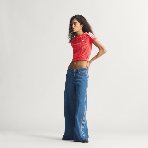 Red KNITTED CROCHET CALI TEE