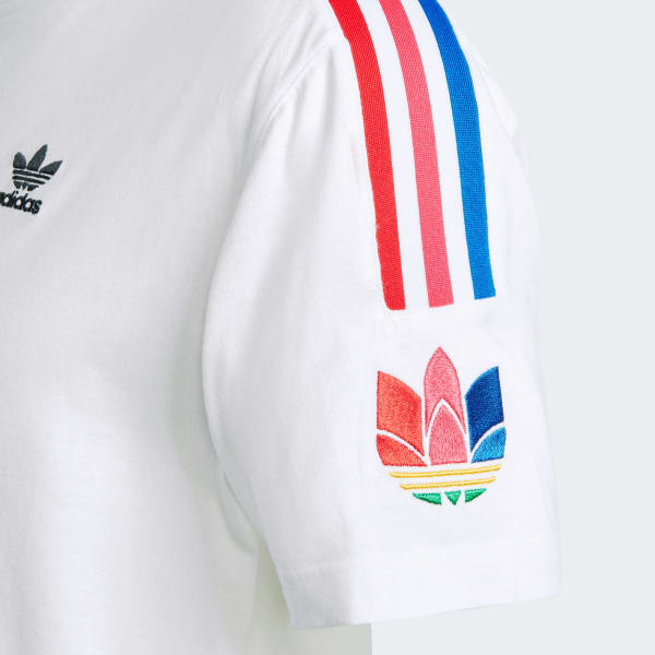 adidas trefoil 3 stripes t shirt in white