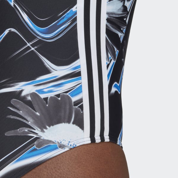 Black Positivisea 3-Stripes Graphic Swimsuit (Plus Size) TL443