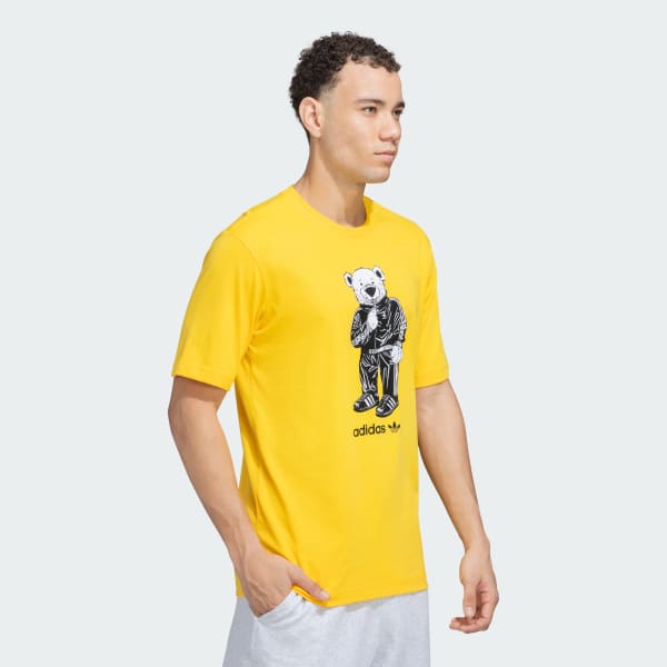 Yellow adidas Originals Trefoil Bear Tee