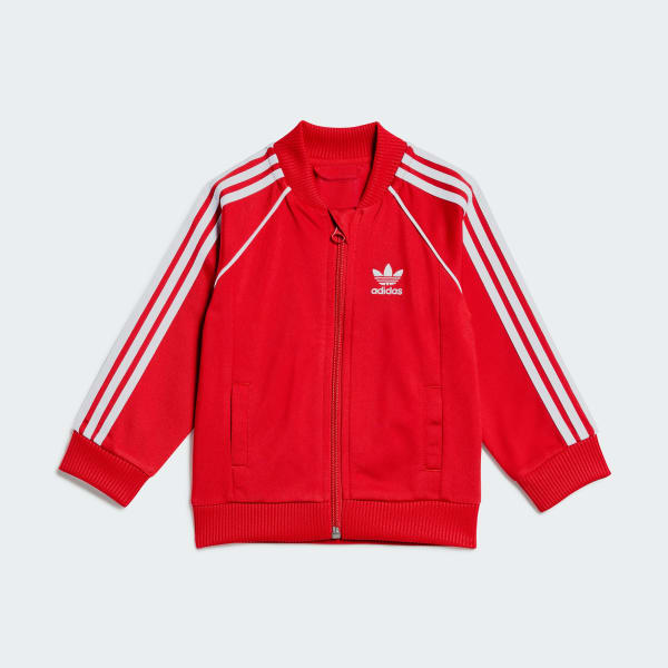 Junior red adidas tracksuit deals