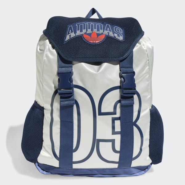 Adidas backpack blue and white sales