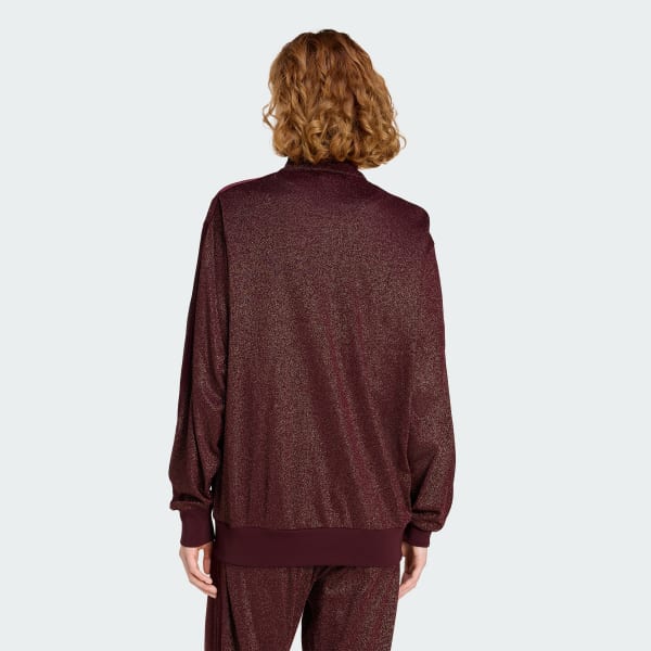 Burgundy TEPLÁKOVÝ TOP ADIDAS ORIGINALS LUREX FIREBIRD TRACK TOP