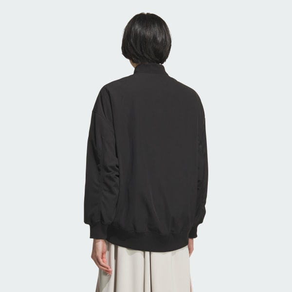 ブラック ルーズフィット ボンバージャケット