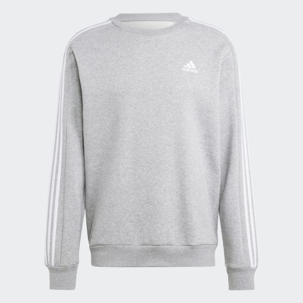 Adidas 3 discount stripe sweatshirt grey