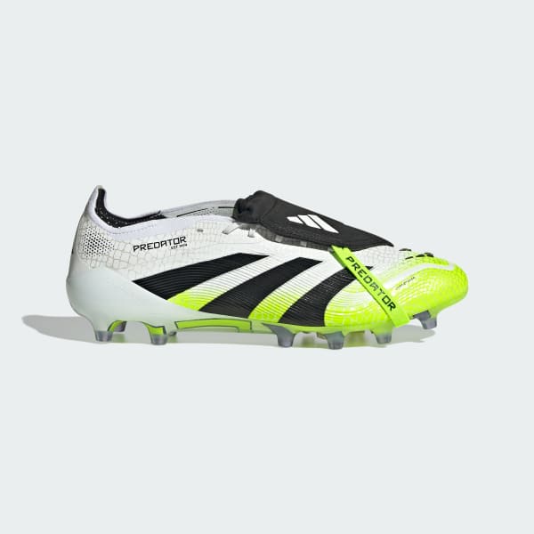White Predator Elite Fold-Over Tongue Artificial Grass Boots