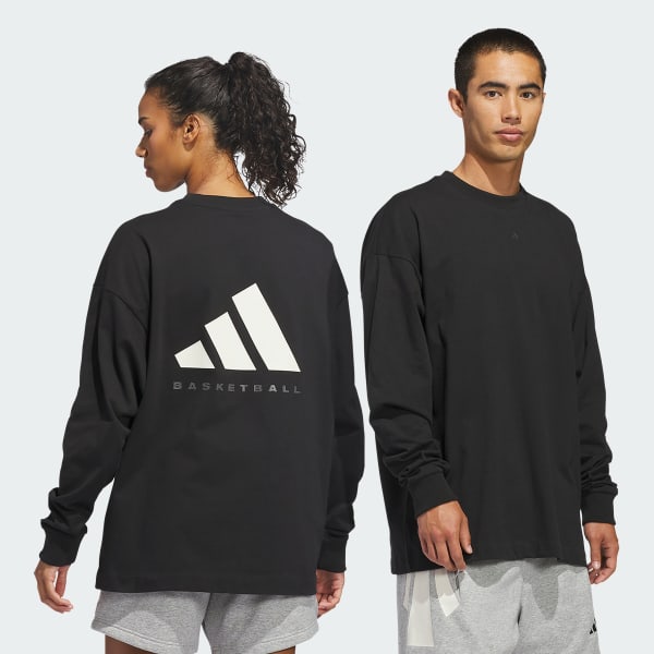 Negro Polo Manga Larga adidas Basketball (Unisex)