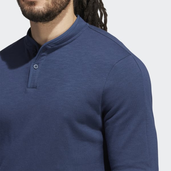 Blue Go-To Long Sleeve Henley Polo Shirt SU655