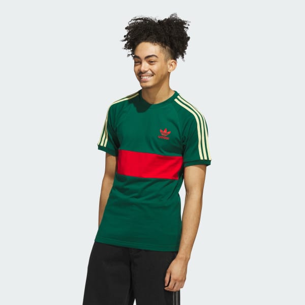 สีเขียว เสื้อยืด 3-Stripes Panel