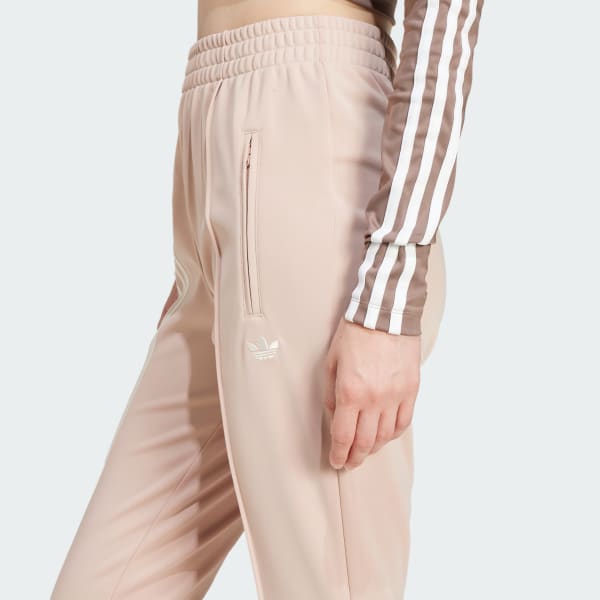 adidas 3-Stripes Flared Firebird Track Pants - Beige | Free