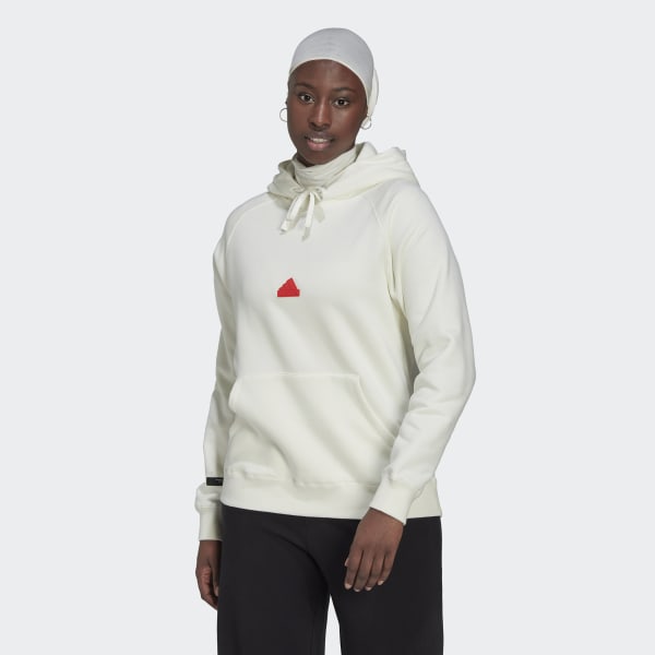 Blanco Polera con Capucha Oversized HQ512