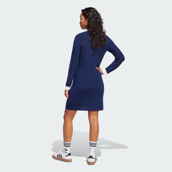 Blau Knitted Polokleid