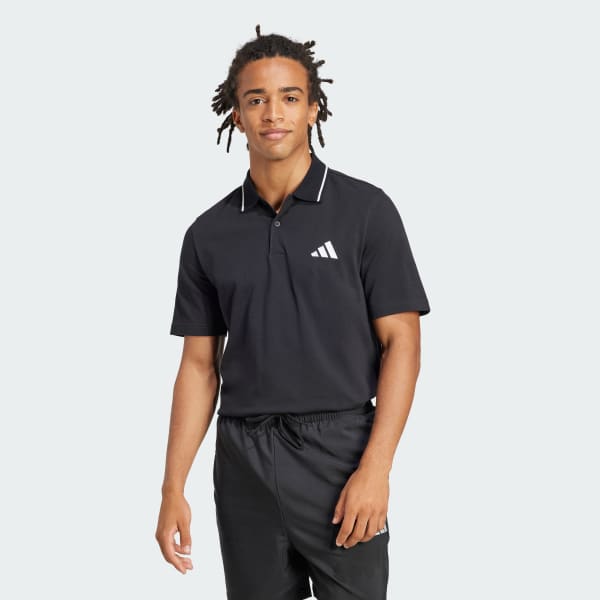 Black Essentials Small Logo Piqué Polo Shirt